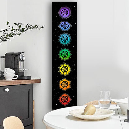 Rainbow Chakras Tapestry Buddhism Yoga Cosmic Energy Centers meditation Tapestries black Wall Hanging Drom Home Decor