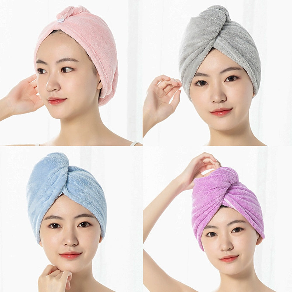 Towel Women Adult Bathroom Absorbent Quick-Drying Bath Thicker Shower Long Curly Hair Cap Microfiber Wisp Dry Head Hair Towel