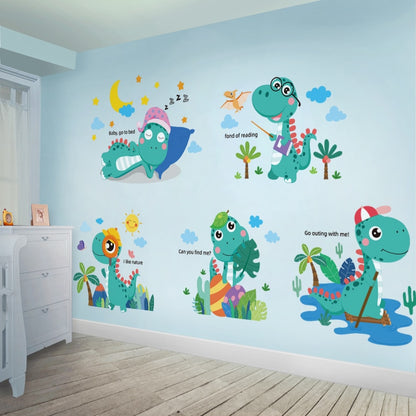 Cartoon Dinosaur Wall Stickers DIY Animal Mural Decals