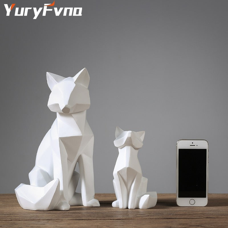 YuryFvna Simple White Modern Abstract Sculpture Fashion Geometric Fox Statue