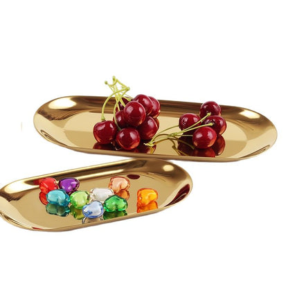 The Nordic Ins Gold Oval European Style Jewelry Tray Stainless Steel Plate Metal Desktop Receive Dish