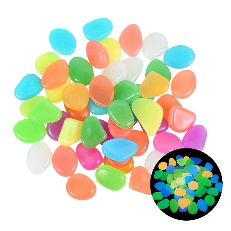 25/50pcs Glow In The Dark Garden Pebbles Glow Stones Rocks For Walkways Garden Path Patio Lawn Garden Yard Decor Luminous Stones