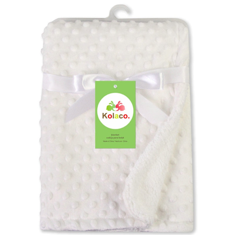 Baby Fleece Thermal Soft Newborn Blanket Solid Bedding Set