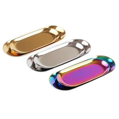 The Nordic Ins Gold Oval European Style Jewelry Tray Stainless Steel Plate Metal Desktop Receive Dish