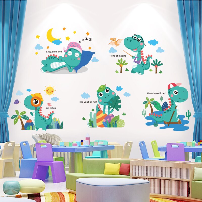 Cartoon Dinosaur Wall Stickers DIY Animal Mural Decals