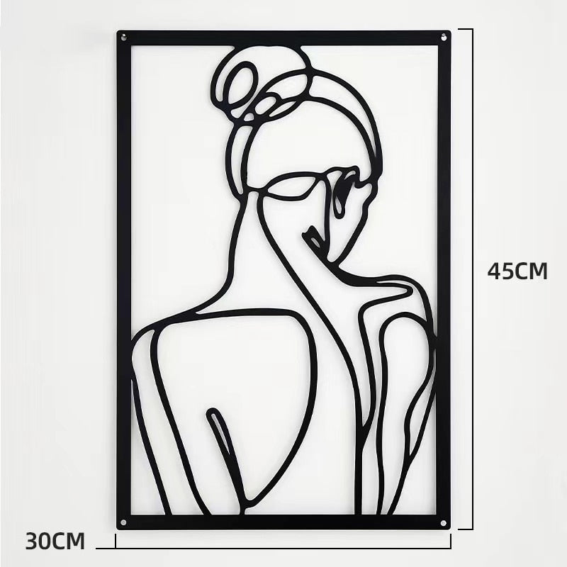 Nordic Abstract Female Line Iron Wall Hanging Decor