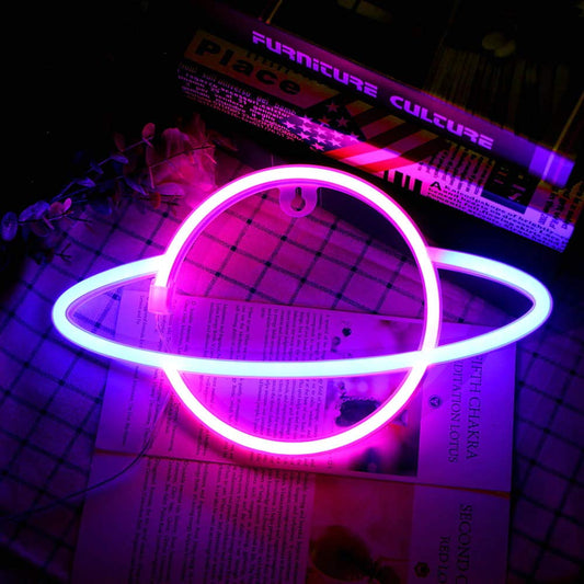 Planet LED Neon Light Sign Night Lamp Wall Art USB or Battery Powered