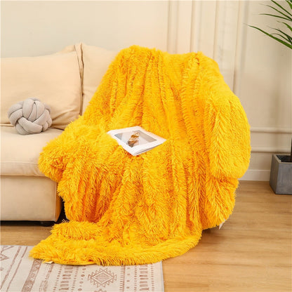 Fluffy Long Plush Throw Blanket Super Soft Double-sided Bedspread