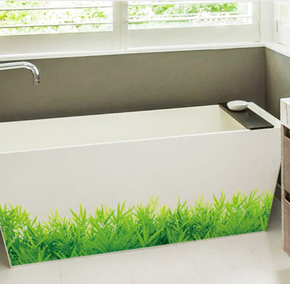 3D Fresh Green Grass Baseboard PVC Wall Stickers Skirting Home Decor