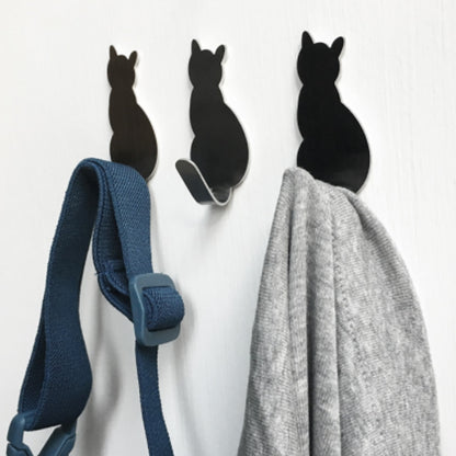 2pcs Self Adhesive Wall Hooks Cat Pattern Hangers For Bathroom Kitchen Stick on Wall Hanging Door Clothes Towel Racks Crochets