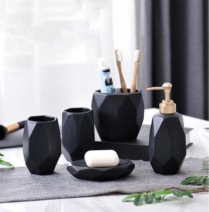 Nordic Black Frosted Bathroom Set