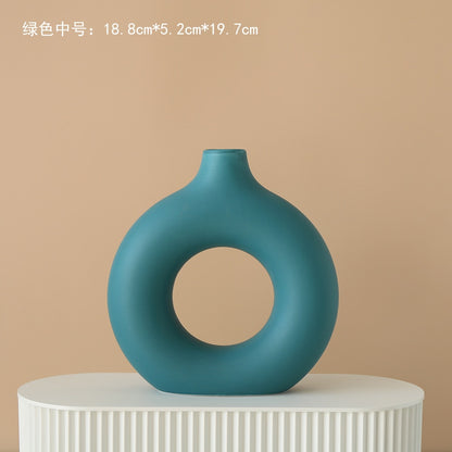 Nordic Ceramic Vase Circular Hollow Donuts Flower Pots (Multi Styles/ Colors)