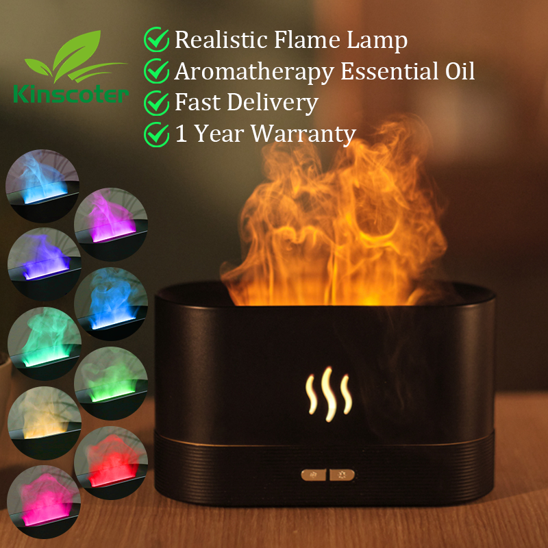 Kinscoter Aroma Diffuser Air Humidifier Ultrasonic Cool Mist Maker Fogger Led Essential Oil Flame Lamp Diffuser (Multi Colors)