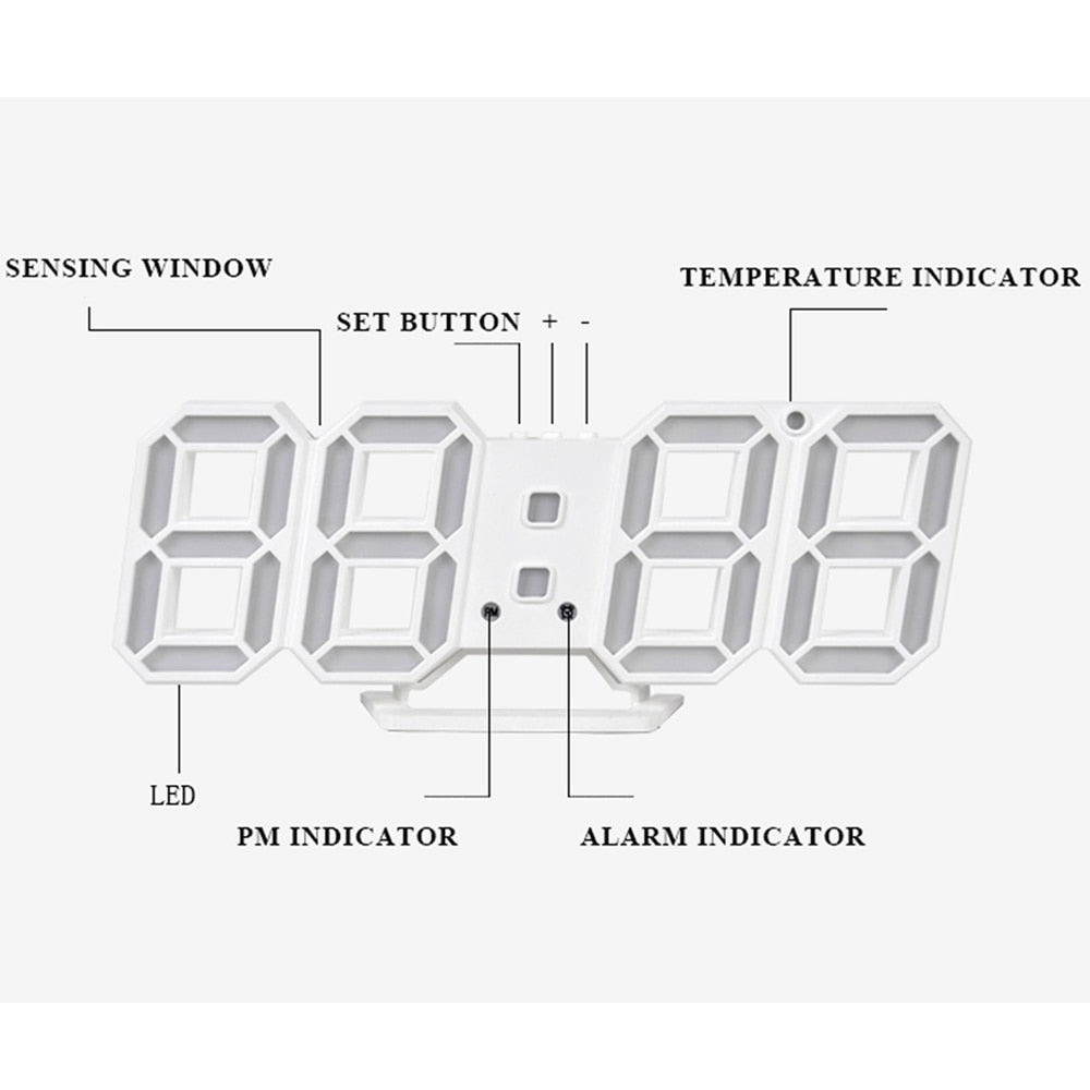 Smart 3D Digital Alarm Clock Wall (Multi Colors)