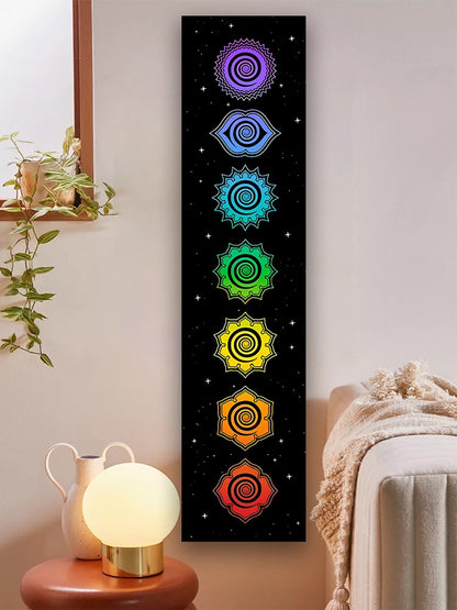 Rainbow Chakras Tapestry Buddhism Yoga Cosmic Energy Centers meditation Tapestries black Wall Hanging Drom Home Decor