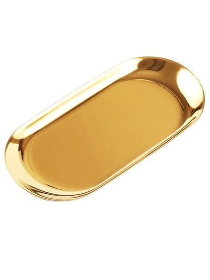 The Nordic Ins Gold Oval European Style Jewelry Tray Stainless Steel Plate Metal Desktop Receive Dish