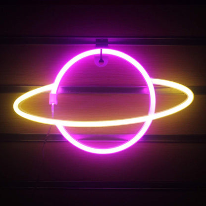 Planet LED Neon Light Sign Night Lamp Wall Art USB or Battery Powered