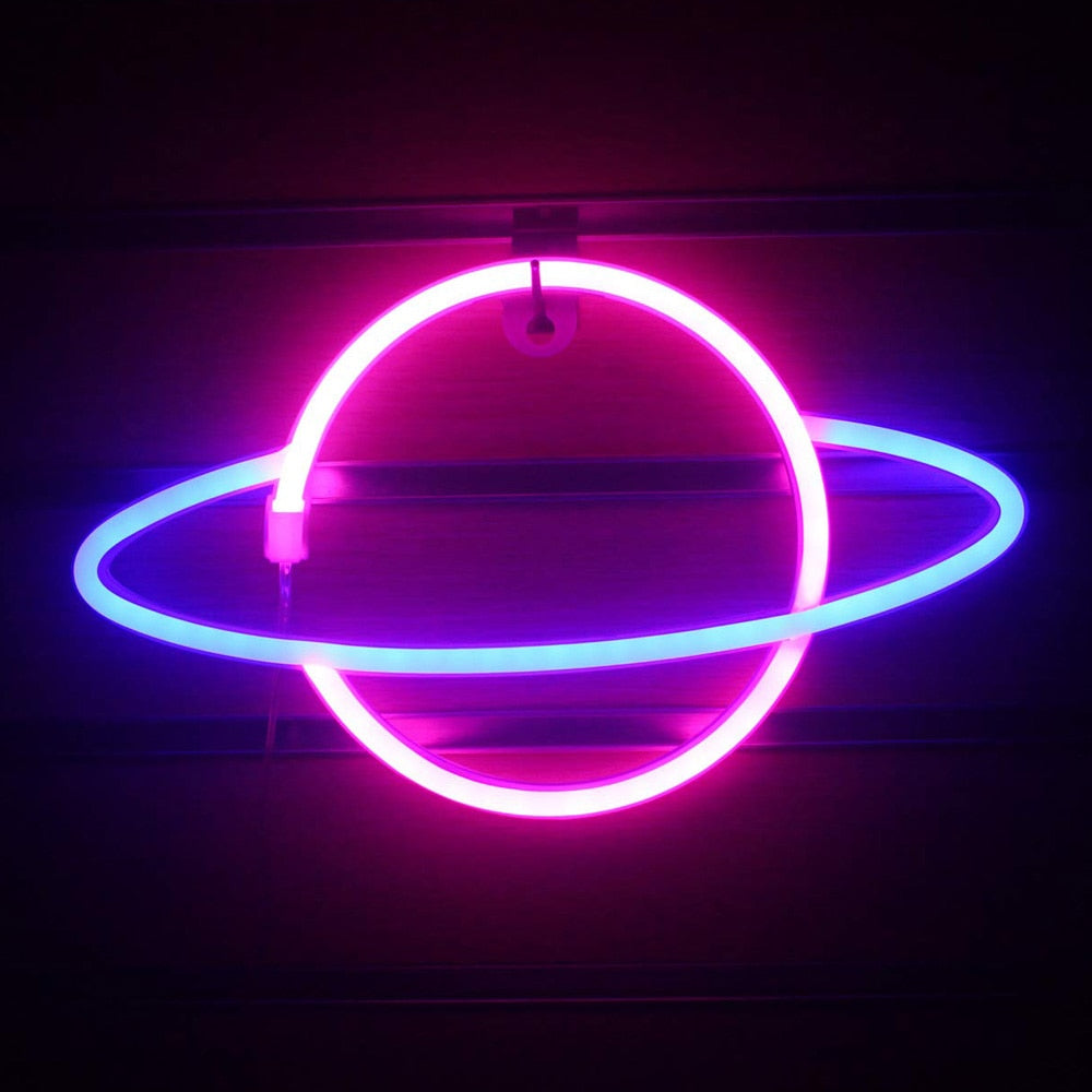 Planet LED Neon Light Sign Night Lamp Wall Art USB or Battery Powered