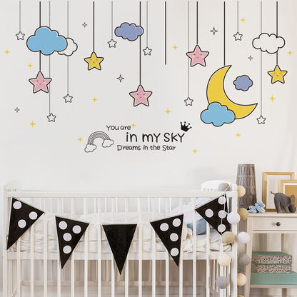 Stars Coulds Hangings Wall Stickers DIY Girl Dancer Mural Decals