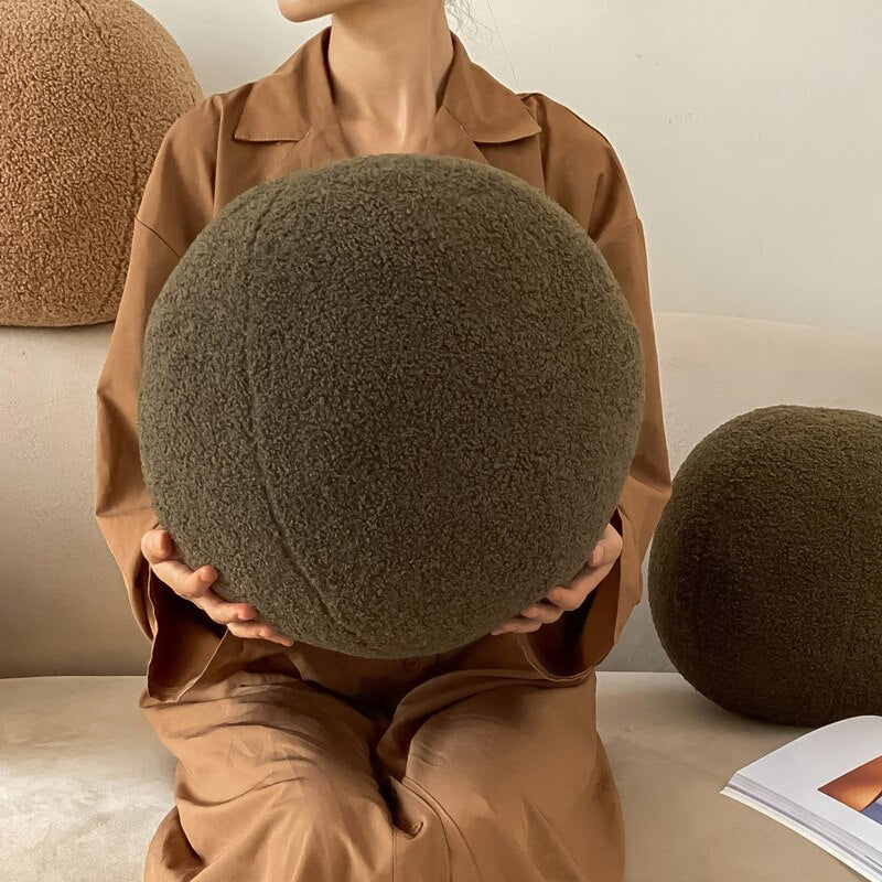 Bubble Kiss Wool Ball Shaped Solid Color Stuffed Sofa Cushion (Multi Colors)