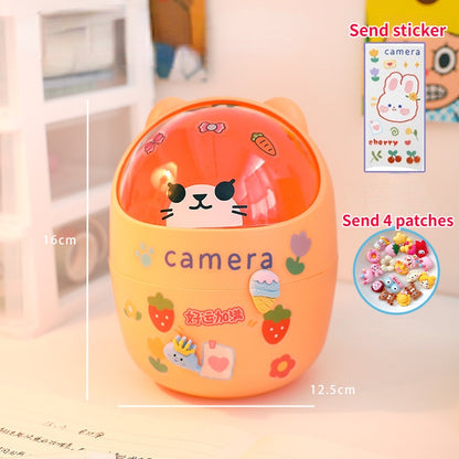 Cute Bear Desktop Trash Can Storage Organizer for Desk Mini Desk Organizer Plastic Pen Holder Kawaii Korean Stationery Storage