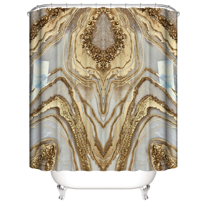 Luxury 3D Marble Shower Curtain, Rug, Toilet Set Polyester Fabric Waterproof Set