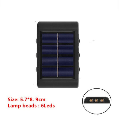 Up to 6 LED Solar Wall Lamp Outdoor Waterproof Up and Down Luminous Lighting Garden Decoration Solar Lights Stairs Fence Sunlight Lamp