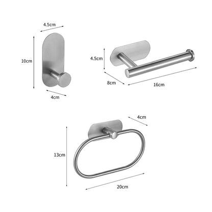 No Drilling Black Bathroom Accessories Sets Toilet Tissue Roll Paper Holder Towel Rack Bar Rail Ring Robe Clothes Hook Hardware