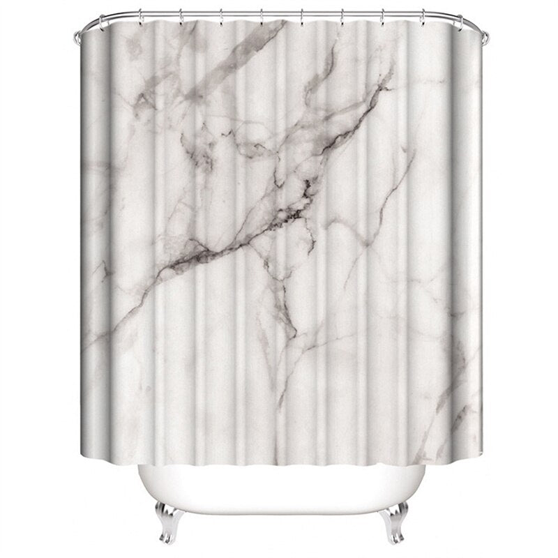 Luxury 3D Marble Shower Curtain, Rug, Toilet Set Polyester Fabric Waterproof Set