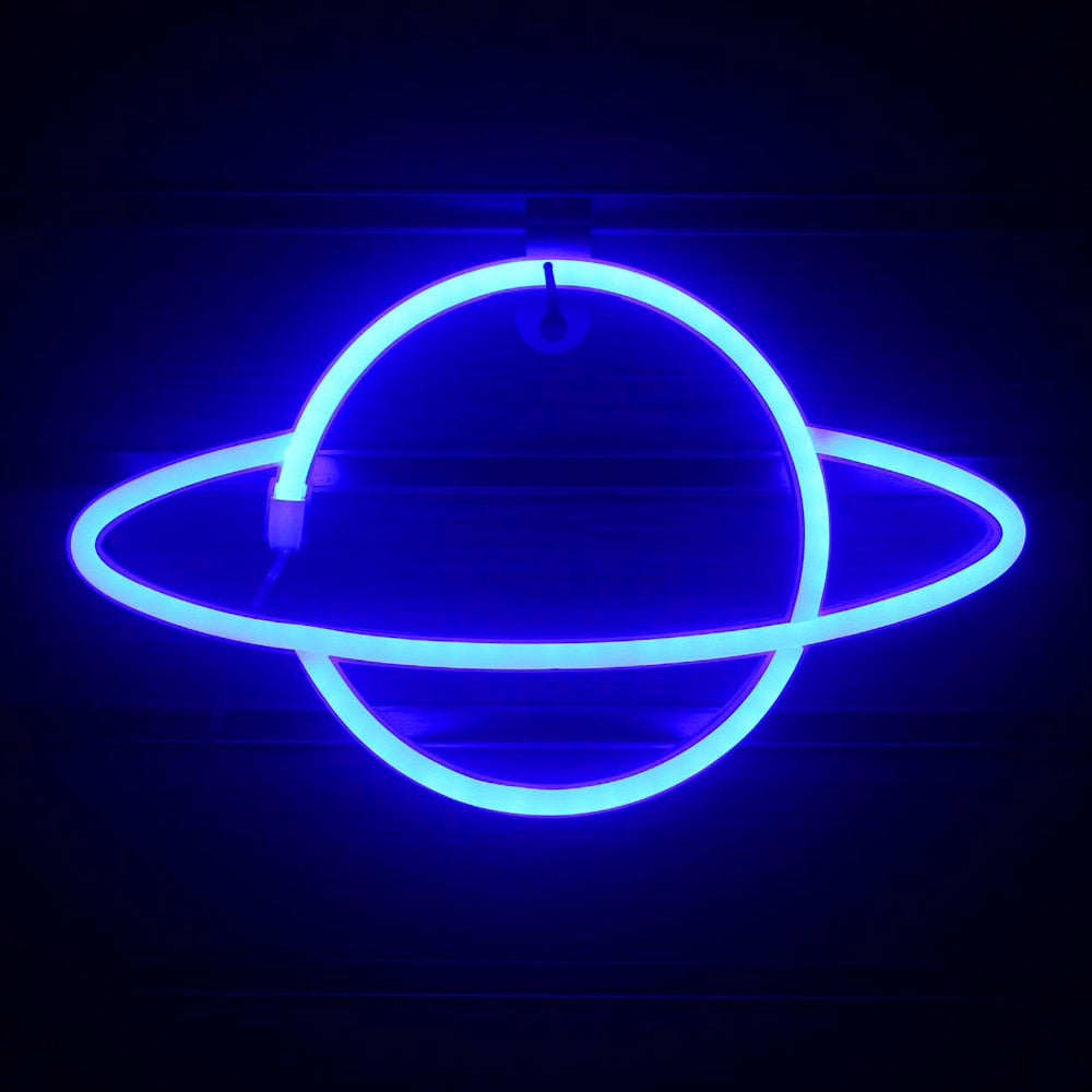 Planet LED Neon Light Sign Night Lamp Wall Art USB or Battery Powered