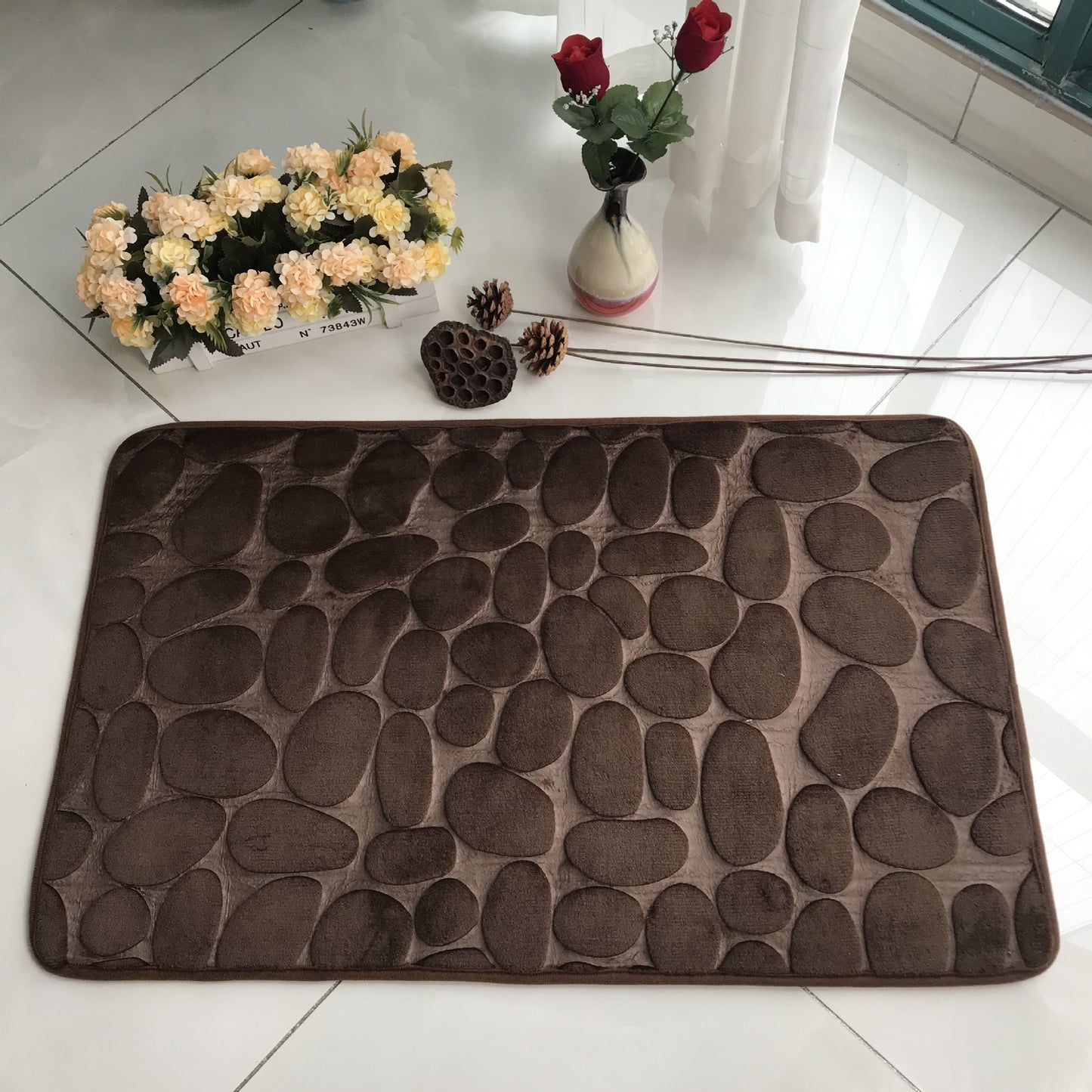 3D Cobblestone Embossed Non Slip Memory Foam Mat (Multi Styles/Colors)