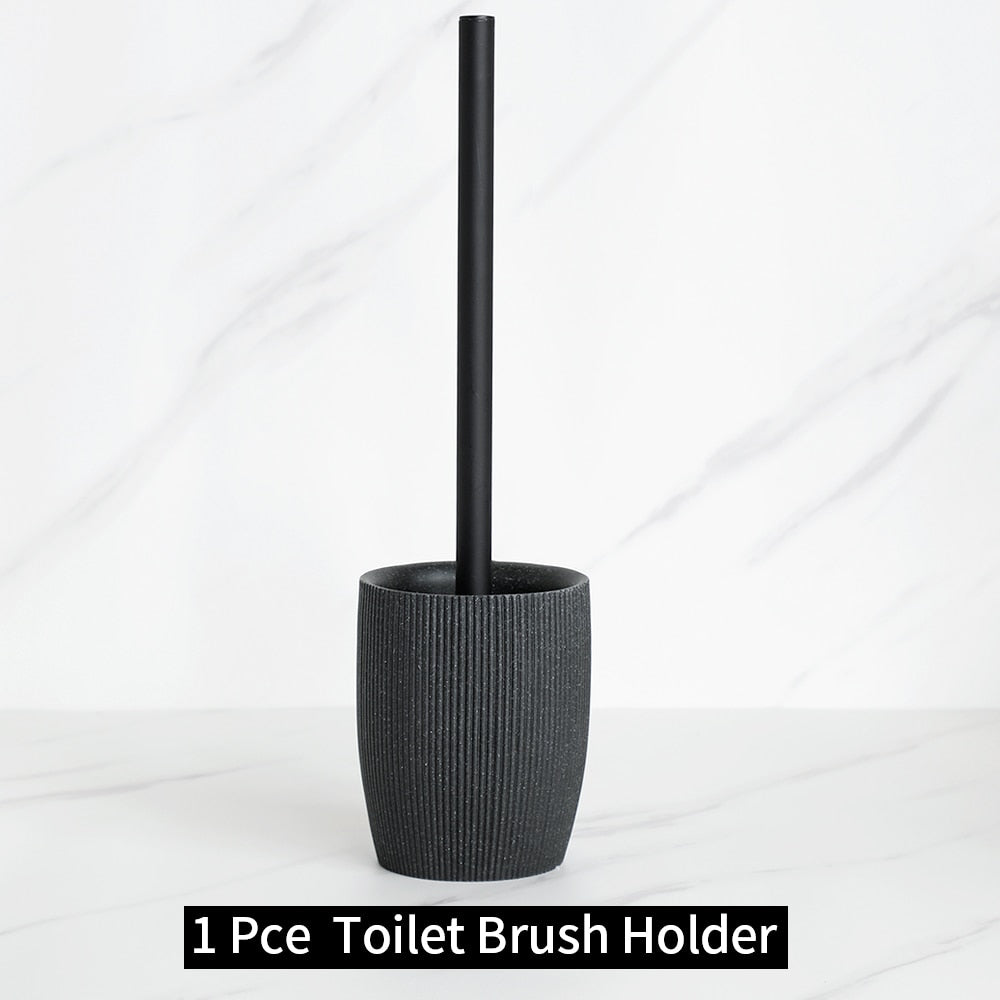 Black Bathroom Accessories  with Toothbrush Holder Soap Dispenser  Tumbler Cups Soap Dish and Toilet Brush Holder