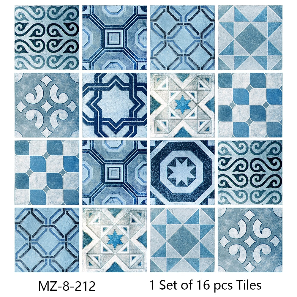 16pcs/set Tiles Sticker Waterproof Peel; Wall Decals