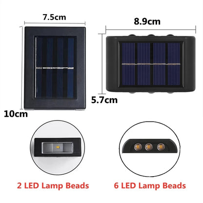 Up to 6 LED Solar Wall Lamp Outdoor Waterproof Up and Down Luminous Lighting Garden Decoration Solar Lights Stairs Fence Sunlight Lamp