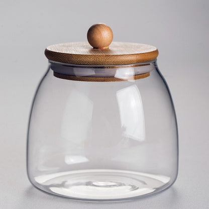 Nordic Spherical Glass Food Storage Container with Lids Large Capacity Sealed Glass Bottles Pot Jar for Kitchen Organizer Tools