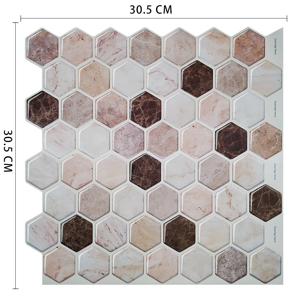 3D Waterproof Self Adhesive Mosaic Vinyl Wall Sticker Tiles Peel and Stick Backsplash