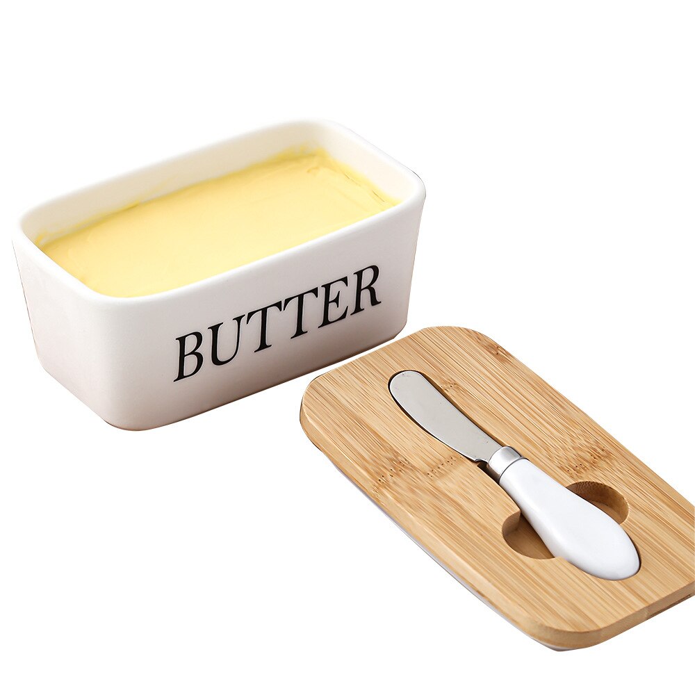 Nordic Butter Box Ceramic Container  With Knife Lid