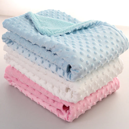 Baby Fleece Thermal Soft Newborn Blanket Solid Bedding Set