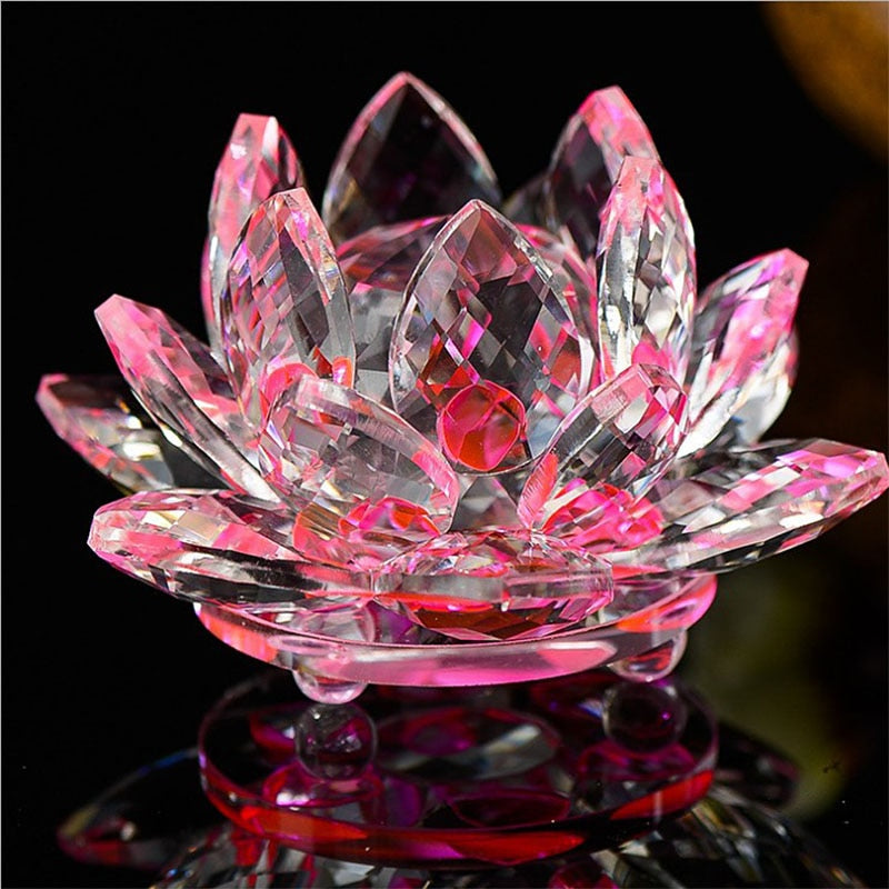 80mm Quartz Crystal Lotus Flower Crafts Glass (Multi Colors)