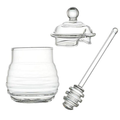 250ml Clear Glass Honey Pot with Dipper and Lid Small