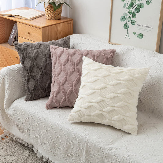 Cushion Cover Plush Pillow Cover (Multi Colors)