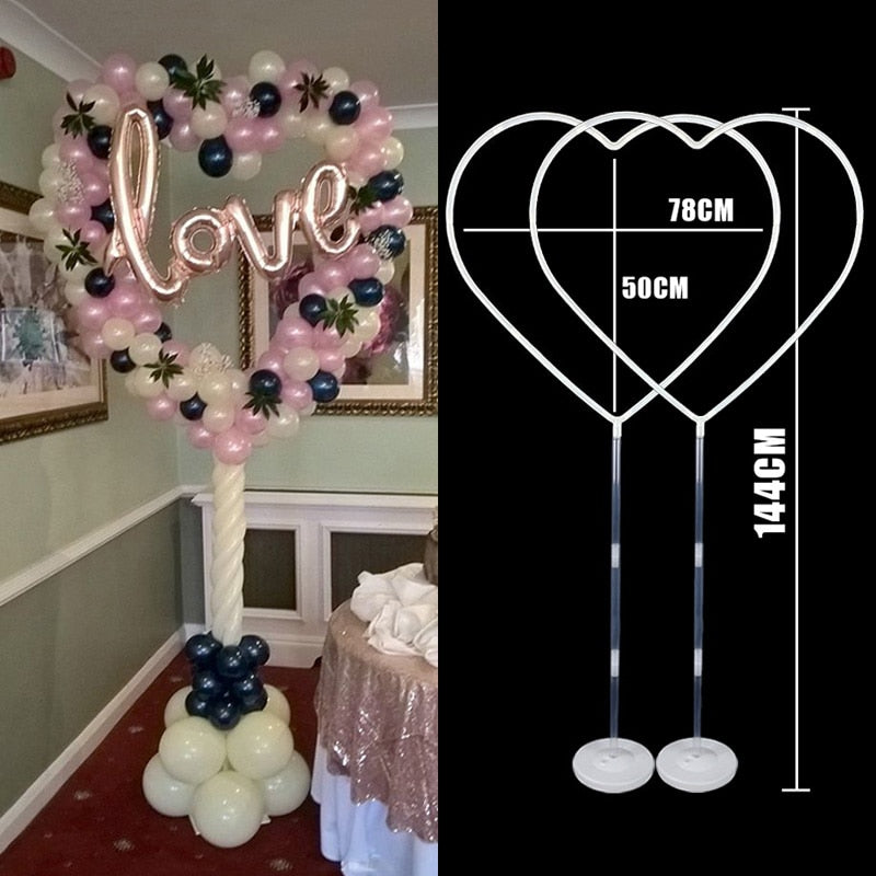 1set Heart Shape Balloon Stand Circle Holder Column Balloons Arch Happy Birthday Ballon Kids Baby Shower Wedding Party Decor