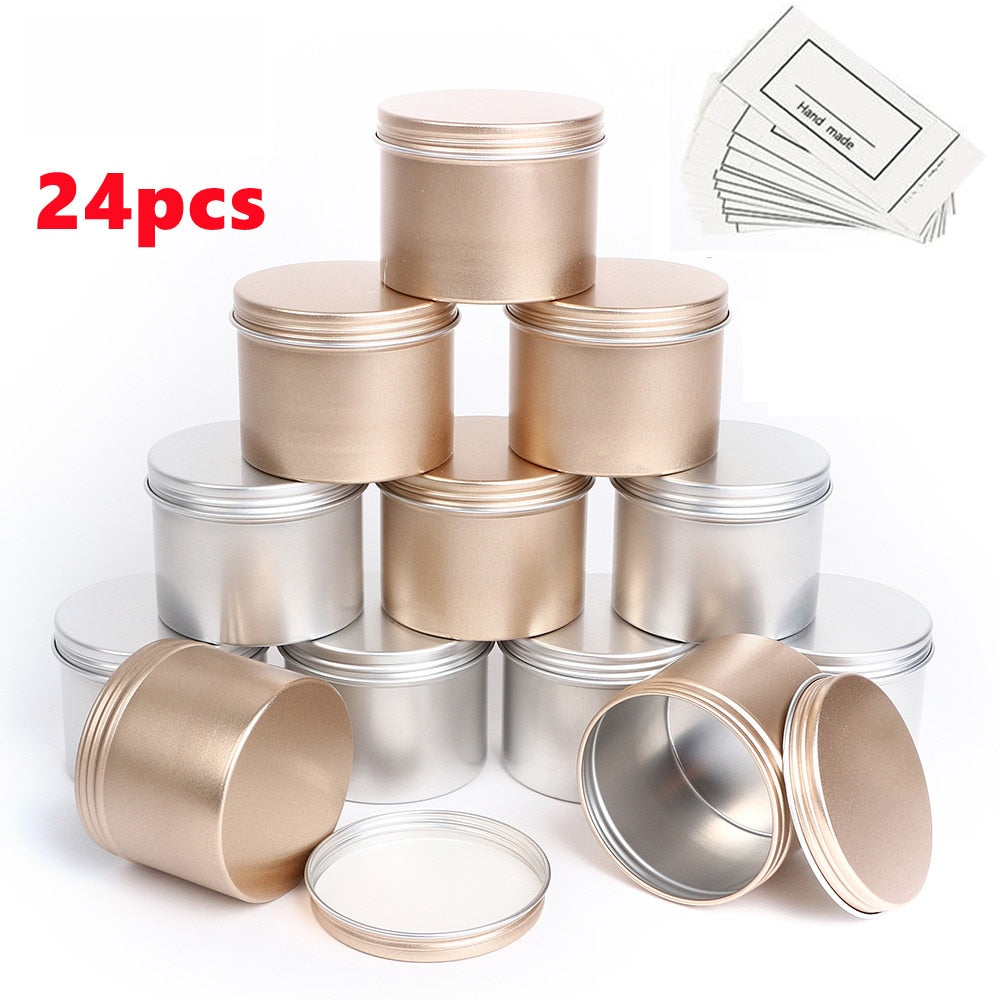 12pcs/24pcs Pack 100ml Round Empty Aluminum Jar Tea Package Box Sundry Kitchen Seasoning Pot Gold Silver Black Containers