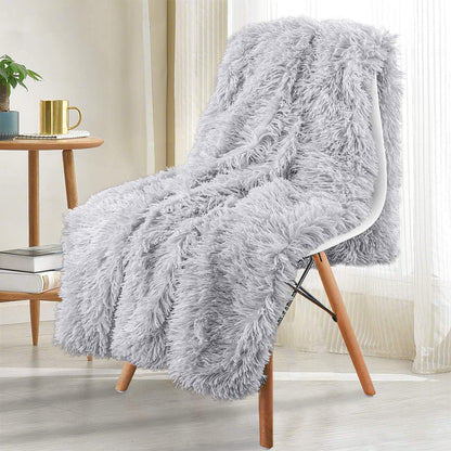 Thickened Fluffy Blanket Warm winter Bedspread on the bed Stitch plaid sofa cover Double side blankets and throws for Home decor