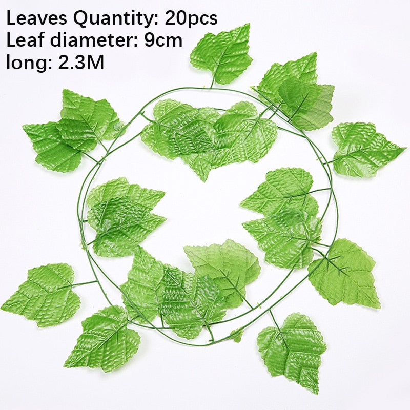 Artificial Plant Vines Wall Hanging Rattan Leaves Branches Outdoor Garden Home Decoration Plastic Fake Silk Leaf Green Plant Ivy