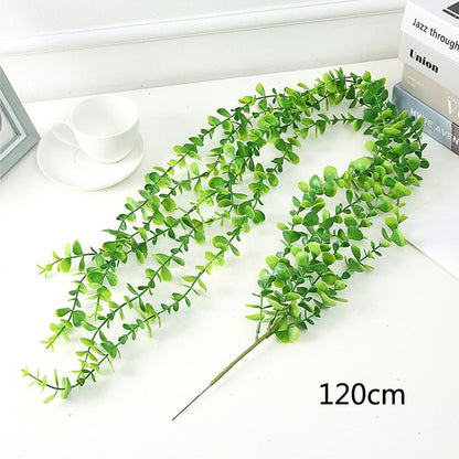 Artificial Plant Vines Wall Hanging Rattan Leaves Branches Outdoor Garden Home Decoration Plastic Fake Silk Leaf Green Plant Ivy