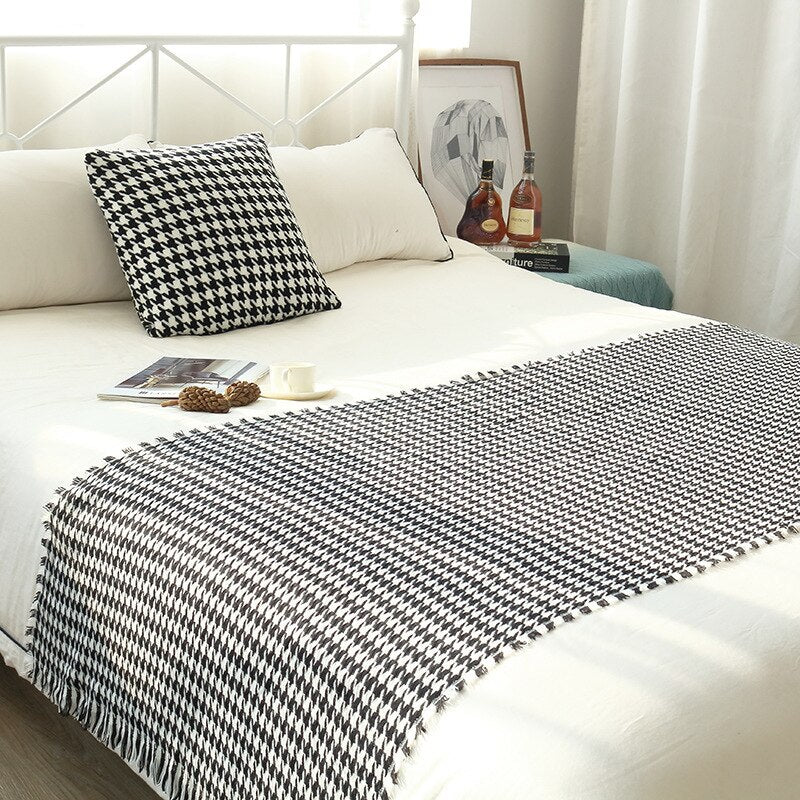 Nordic Style Houndstooth Sofa Blanket