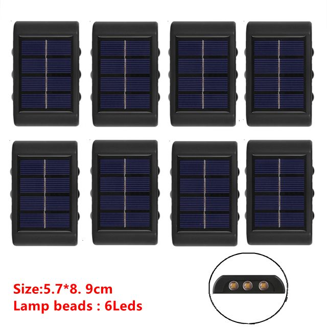 Up to 6 LED Solar Wall Lamp Outdoor Waterproof Up and Down Luminous Lighting Garden Decoration Solar Lights Stairs Fence Sunlight Lamp