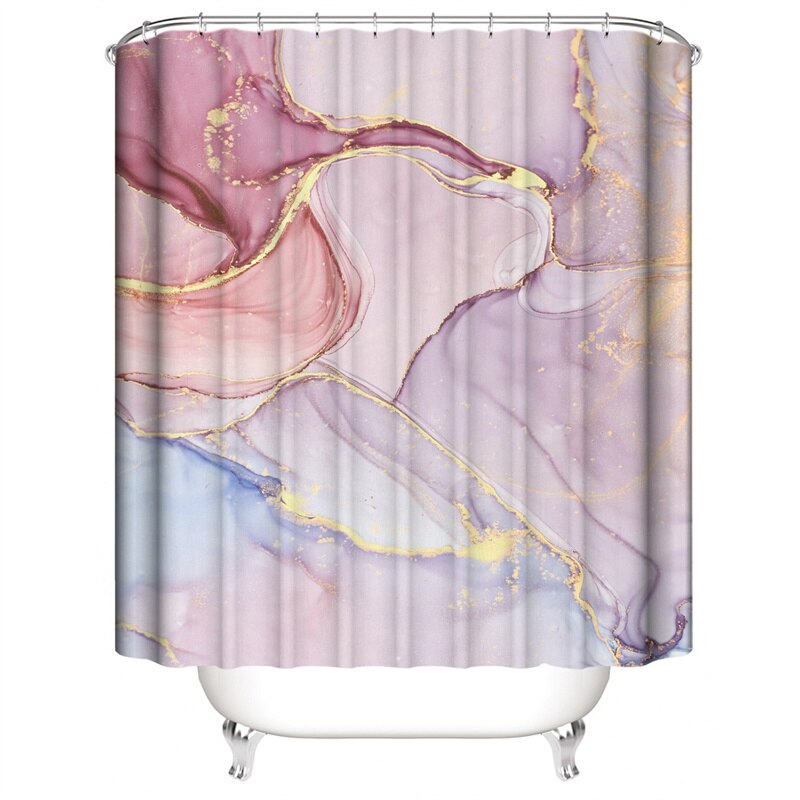 Luxury 3D Marble Shower Curtain, Rug, Toilet Set Polyester Fabric Waterproof Set