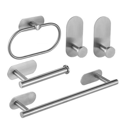 No Drilling Black Bathroom Accessories Sets Toilet Tissue Roll Paper Holder Towel Rack Bar Rail Ring Robe Clothes Hook Hardware